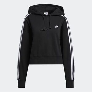 Adidas Women's Black Hoodie with White Stripes